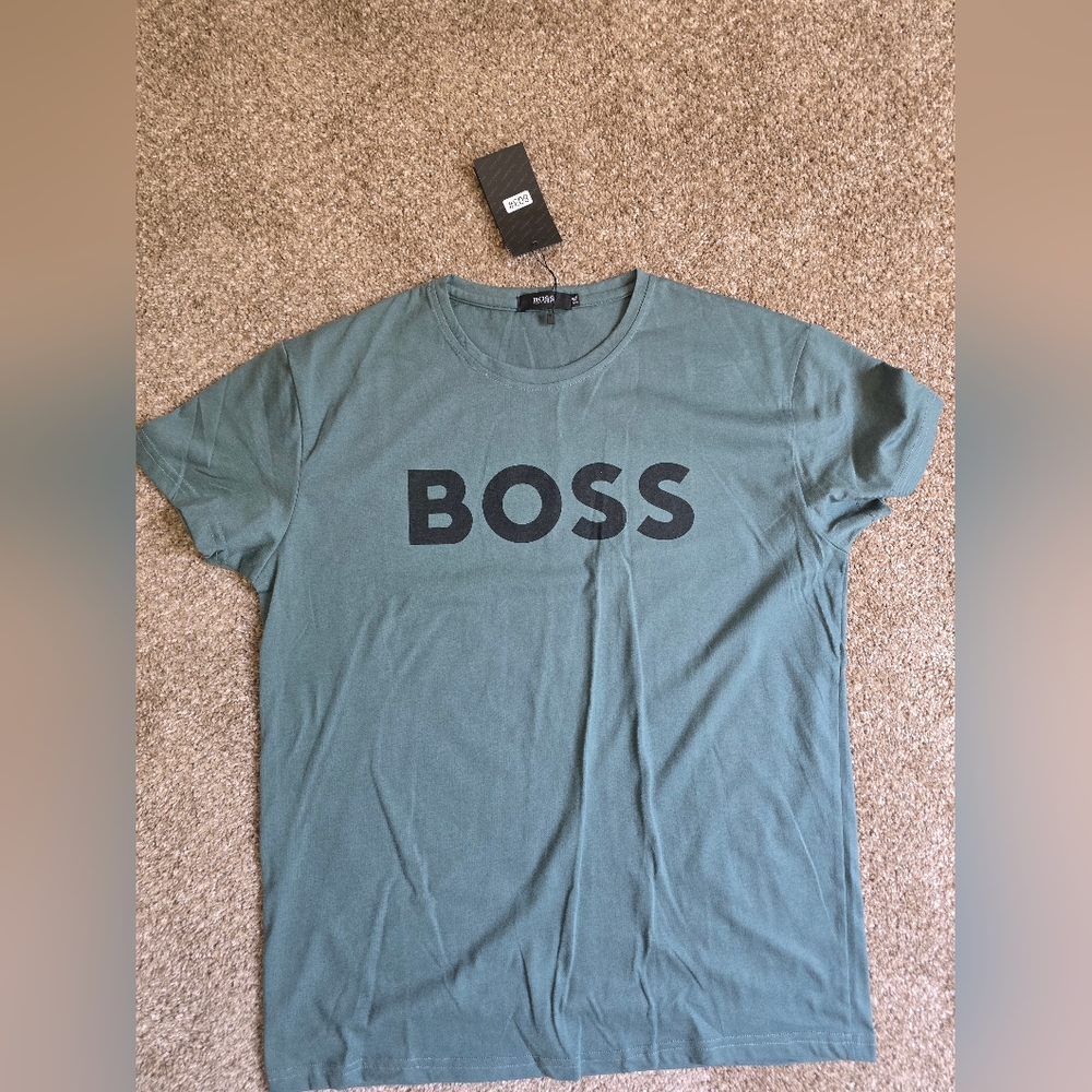BOSS Men's Teal Green Logo Short Sleeve Tee